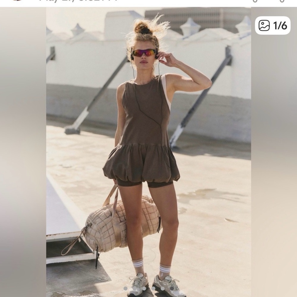 Free People Movement Hot Shot Bubble Set in Hickory Stone size small